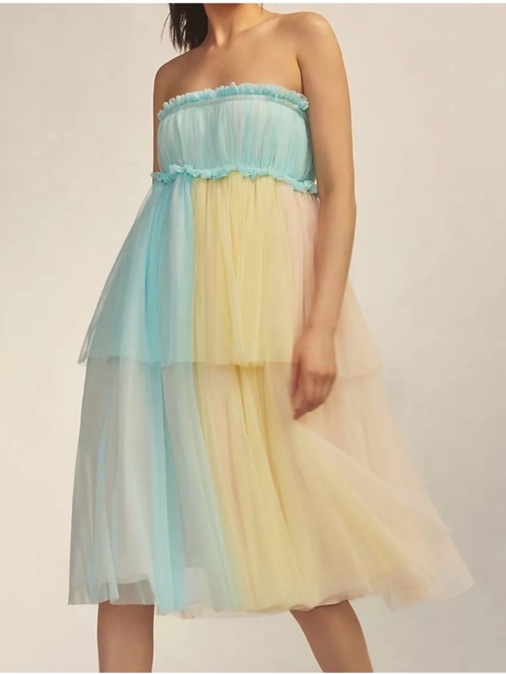 Pernille Rosenkilde Anthropologie Strapless Tiered Tulle Dress Size Large NWT